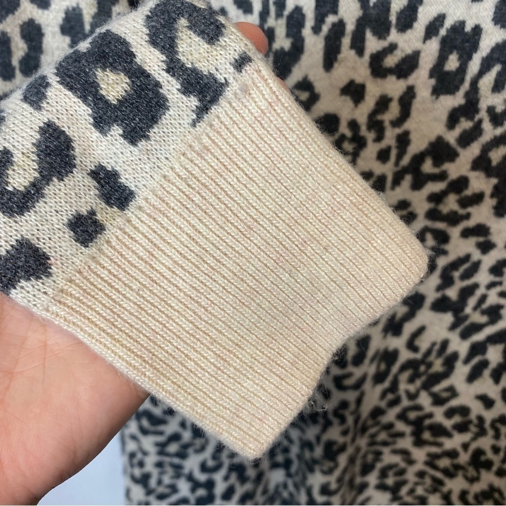LOFT Leopard Print Jacquard Turtleneck Wool Blend Sweater Dress - Picture 6 of 8